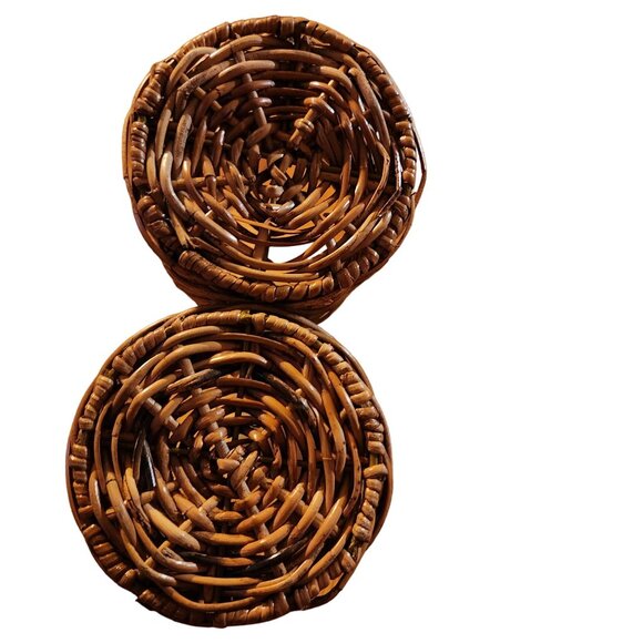 Isabela Woven Rattan Double Storage Caddy With Handle Cottage Rustic Cabin - Picture 6 of 7